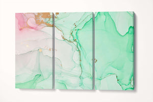 [Wall art] Abstract marble art green and pink