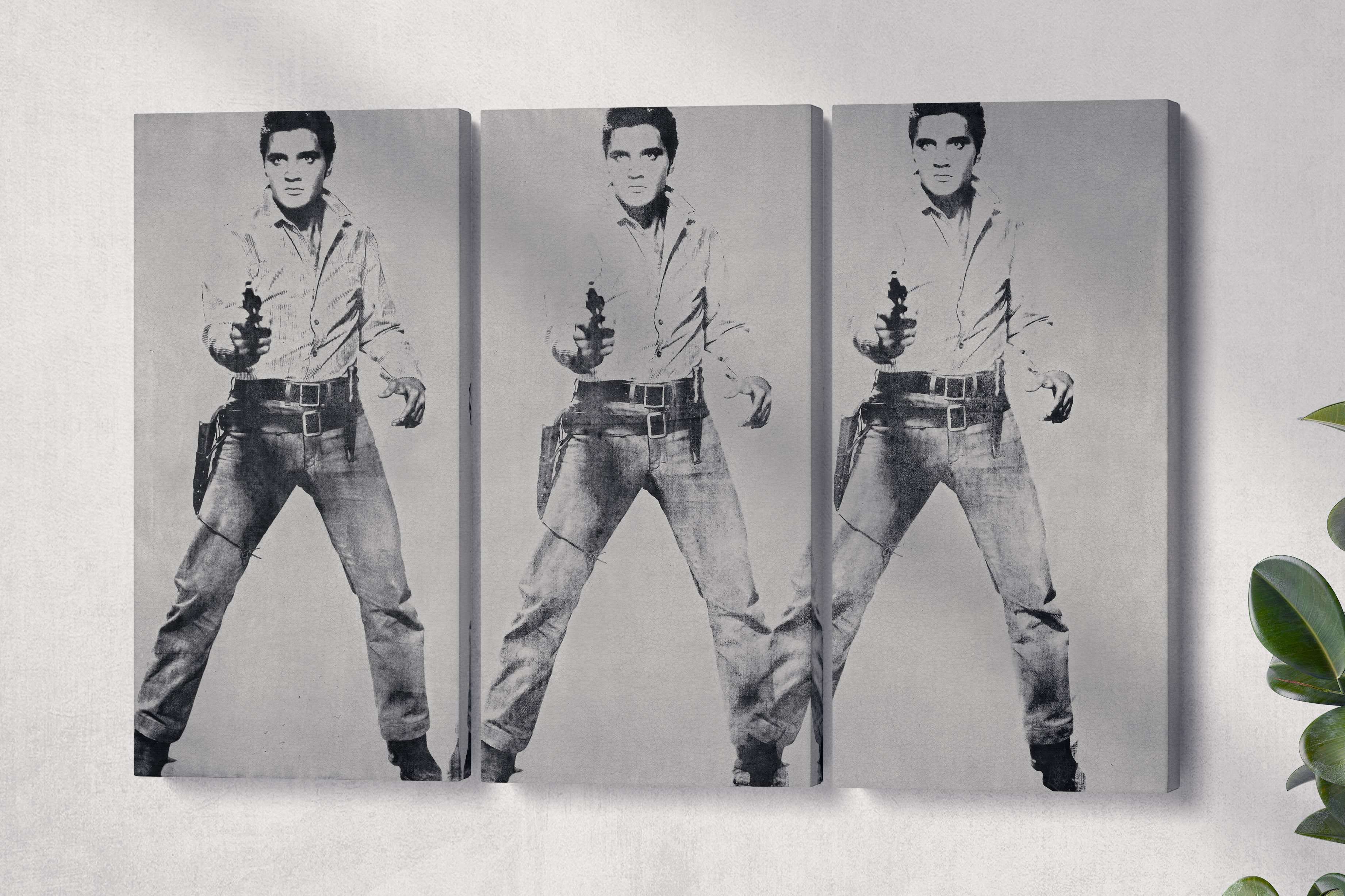 Triple Elvis Andy Warhol Leather Print Reproduction