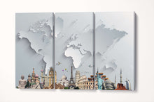 Load image into Gallery viewer, Wall art monument world map canvas