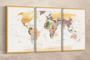 [Canvas wall art] - Push pin world map