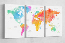 Charger l&#39;image dans la galerie, [Canvas wall art] - Three panel world map