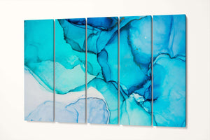 Arte astratta sfumature di azzurro effetto marmo canvas su ecopelle
