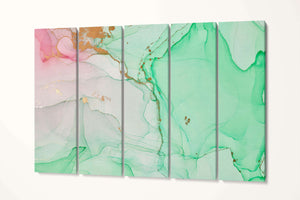 [Wall art] Abstract marble art green and pink