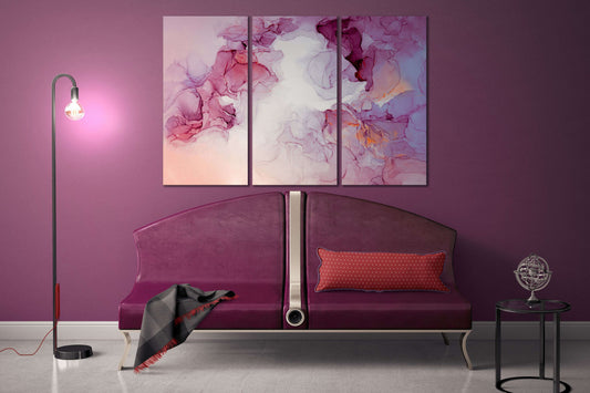 Rosa- und Lilatöne Marmormuster gerahmter Leinwand-Lederdruck | Große Wandkunst | Große Wanddekoration | Luxuriöse Heimdekoration