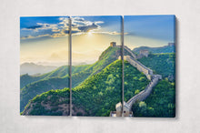 Load image into Gallery viewer, 3 Pieces The Great Wall of China Framed Canvas Leather Print