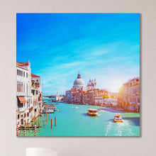 Laden Sie das Bild in den Galerie-Viewer, Venice Grand Canal Wall Decor Framed Canvas Home Art Eco Leather Print
