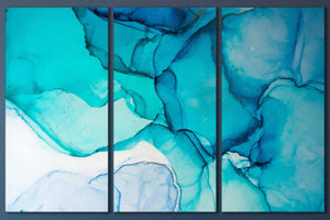 Arte astratta sfumature di azzurro effetto marmo canvas su ecopelle
