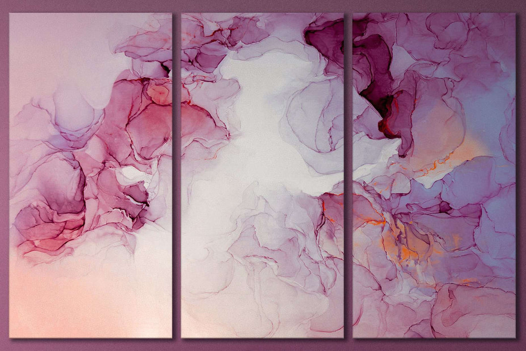Arte astratta rosa e viola effetto marmo canvas su ecopelle