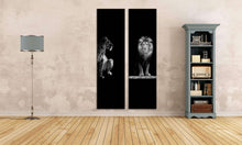 Carica l&#39;immagine nel visualizzatore di Gallery, Leone e leonessa 2 pannelli stampa canvas su ecopelle