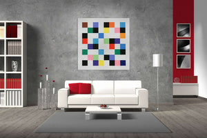 Minimalistic Art Colors On Grid Canvas wall decor