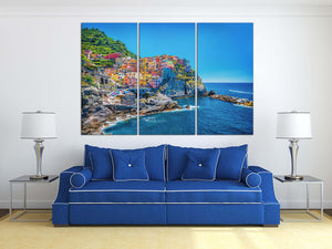 Manarola Cinque Terre Liguria Italy Canvas Eco Leather Print, Made in Italy!