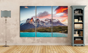 Torres del Paine, Patagonia, Chile Canvas Leather Print/Large Patagonia Print/Nature Print/Large Wall Art/Made in Italy/Better than Canvas!