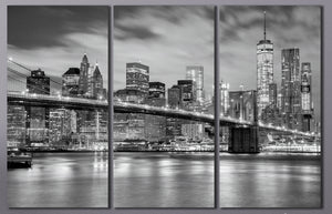 Black and White Manhattan and Brooklyn Bridge, New York, Leather Print