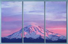 Load image into Gallery viewer, Sunset on Mount Rainier Canvas Leather Print 3 pieces wall decor