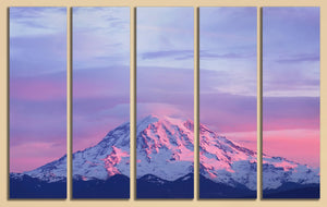 Sunset on Mount Rainier Canvas Leather Print 5 pieces wall decor