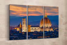 Laden Sie das Bild in den Galerie-Viewer, Twilight at Florence Duomo Leather Print/Extra Large Print/Multi Panel Print/Large Wall Art/Large Wall Decor/Better than Canvas!