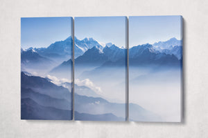 Mount Everest and Himalayan range framed canvas leather print/Large wall art/Mountain wall art/Nature print/Made in Italy/Better than canvas