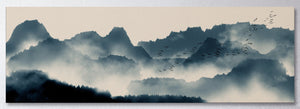 Japanese Mountain Landscape Wall Art Framed Canvas Print