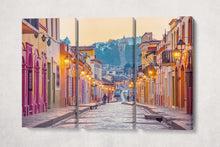 Charger l&#39;image dans la galerie, San Cristobal de las Casas in Chiapas, Mexico colorful houses facades canvas leather print