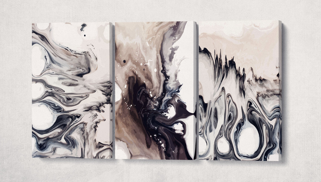 3 Panel Abstract Coffee Artwork Leather Print