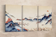 Carica l&#39;immagine nel visualizzatore di Gallery, Japan Mountain Landscape at Dawn Illustration Wall Art Framed Canvas Print