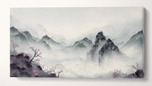 Load image into Gallery viewer, Japan Mountain Landscape Winter Illustration Wall Art Framed Canvas Print