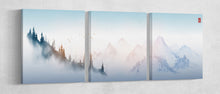 Laden Sie das Bild in den Galerie-Viewer, Japanese Mountain Blue Tones Landscape Wall Art Framed Canvas Print