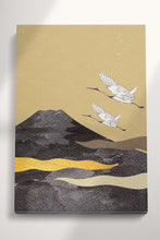 Charger l&#39;image dans la galerie, Japan Mountains and Herons Artwork Canvas Eco Leather Print