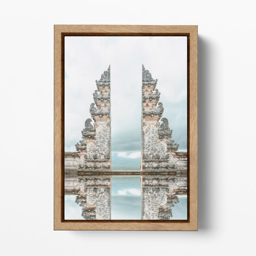 Gate of Heaven Pura Penataran Bali canvas wall decor framed wooden canvas