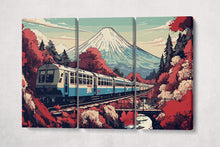 Charger l&#39;image dans la galerie, Japan manga train Fuji wall decor canvas