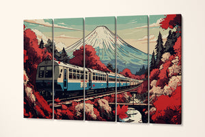 Japan manga train Fuji home art canvas