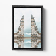 Laden Sie das Bild in den Galerie-Viewer, Gate of Heaven Pura Penataran Bali canvas wall decor black framed wooden canvas
