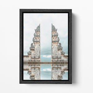Gate of Heaven Pura Penataran Bali canvas wall decor black framed wooden canvas