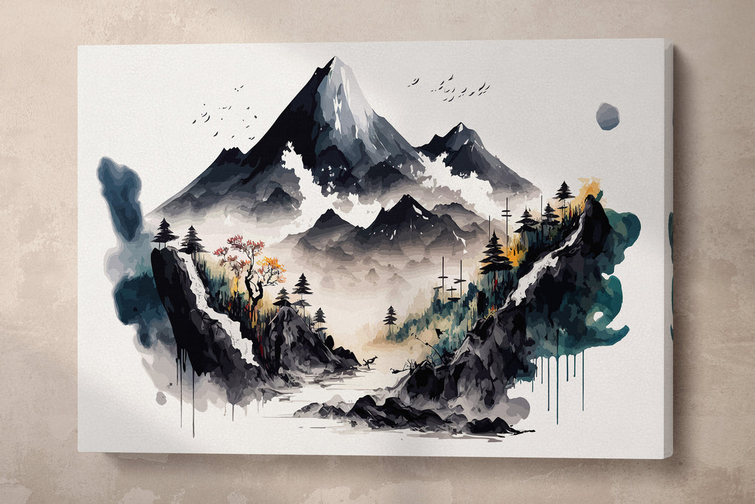 Japan Landscape ink canvas wall art decor print