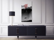 Charger l&#39;image dans la galerie, Oriental Art Cherry Blossom Sakura Black and White Canvas Wall Art Print