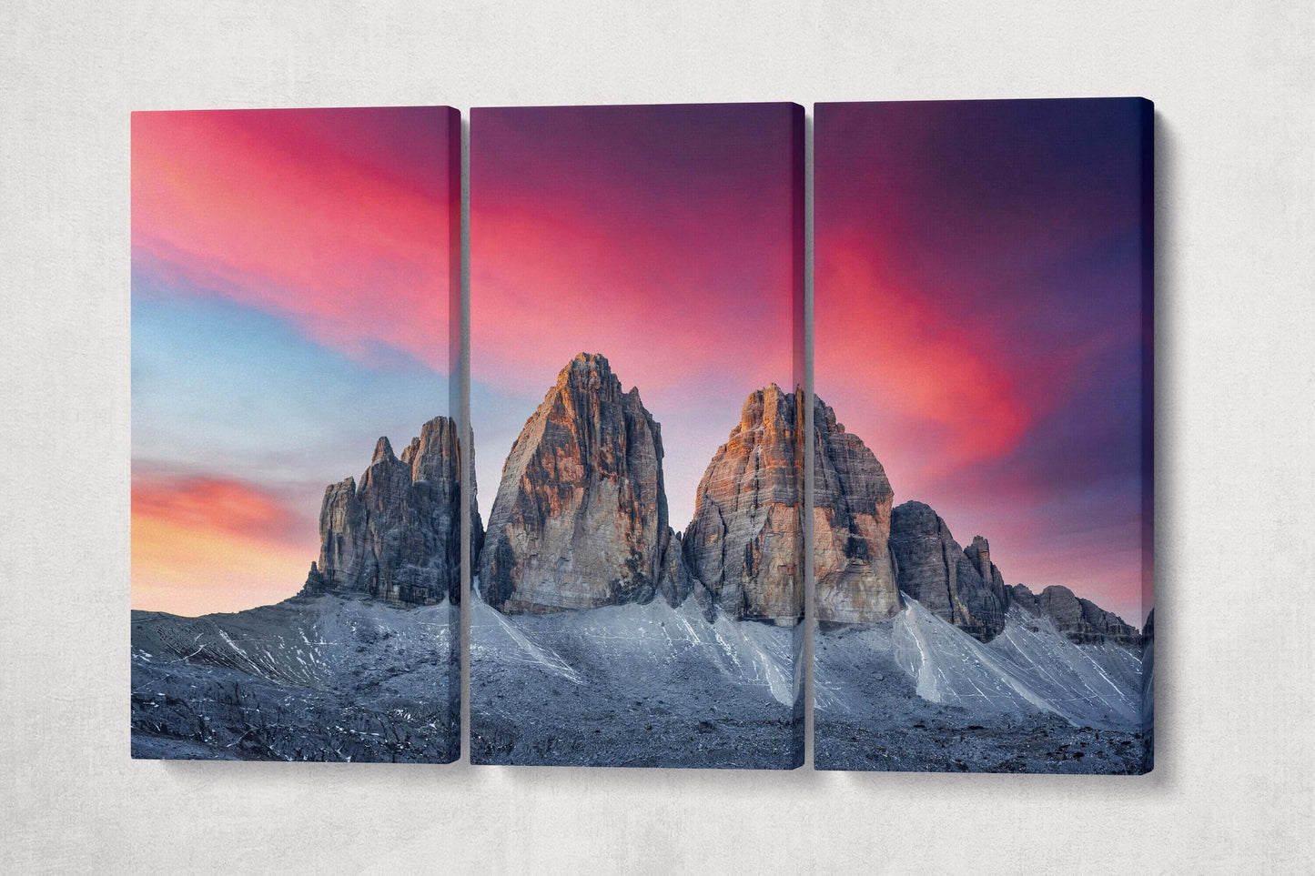Three Peaks of Lavaredo sunset Dolomite Alps wall decor