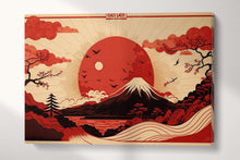 Carica l&#39;immagine nel visualizzatore di Gallery, Japan Red Ukiyo-e Artwork Wall Art Framed Canvas Eco Leather Print