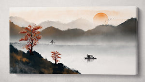 Chinese style dawn canvas wall art