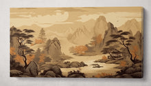 Carica l&#39;immagine nel visualizzatore di Gallery, Old beige Chinese landscape canvas wall decor