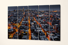 Load image into Gallery viewer, New York City aerial view at night canvas home art print