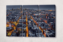 Laden Sie das Bild in den Galerie-Viewer, New York City aerial view at night canvas wall art home decor