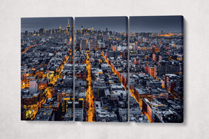 New York City aerial view at night canvas wall art home decor