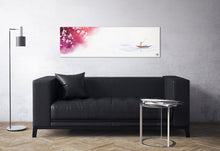 Load image into Gallery viewer, Japanese Lake Fisherman Sakura Landscape Wall Art Framed Eco Leather Canvas Print, Made in Italy!