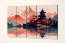 Load image into Gallery viewer, Pink Japan Artwork Wall Art 5 Panel Canvas