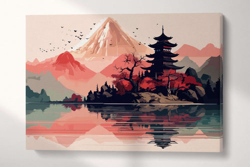 Red Japan Artwork Wall Art Canvas