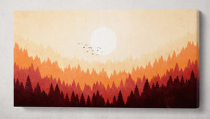 Grunge sunset warm tones illustration canvas eco leather print, Made in Italy!