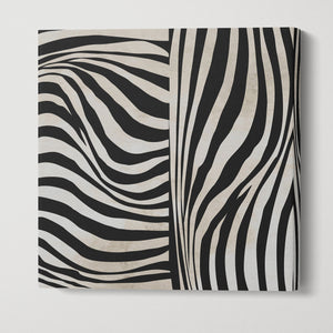 Zebra Pattern Square Framed Canvas Wall Art Eco Leather Print