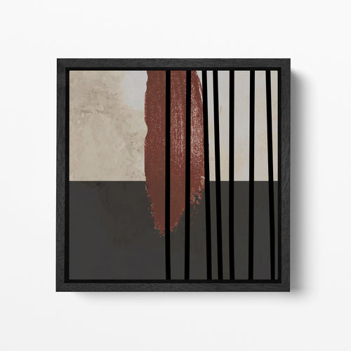 Minimal Modern Art Color Blocks Black Frame Square Canvas #1