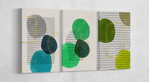 Geometric Modern Art Color Blocks Square Canvas Eco Leather Print 3 panels