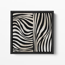 Carica l&#39;immagine nel visualizzatore di Gallery, Zebra Pattern Square Black Frame Canvas Wall Art Eco Leather Print